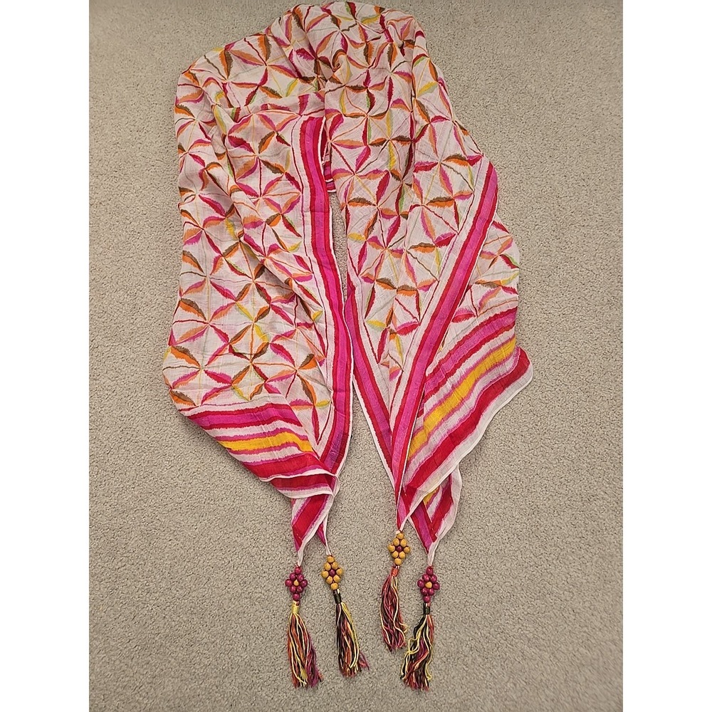 SELECTION Privee Linen Modal Pink White Yellow 72" X 26" Tinsels